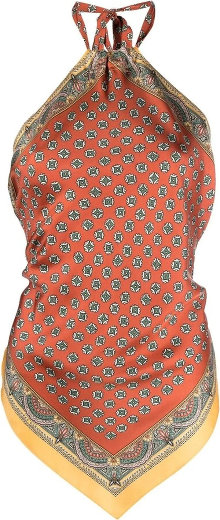 Orange Floral Print Silk Top