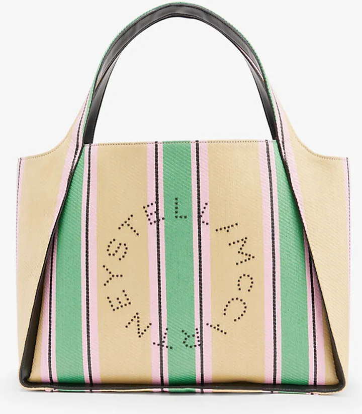 Womens Green Circle Woven Tote bag