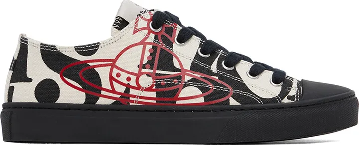 Vivienne Westwood Black & Off-White Plimsoll 2.0 Low Top Sneakers