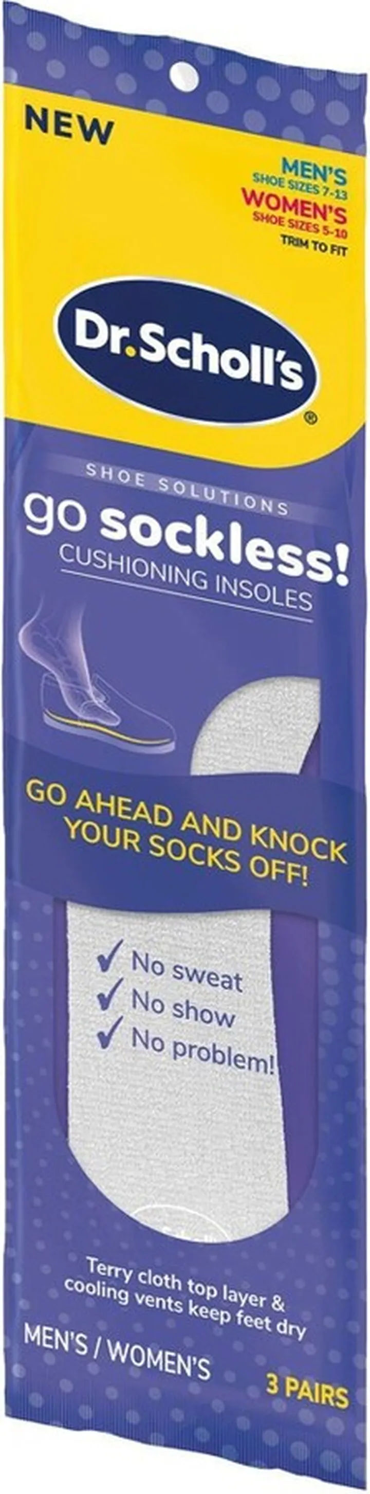 Dr. Scholl's Sockless Comfort Insoles - 3 Pair