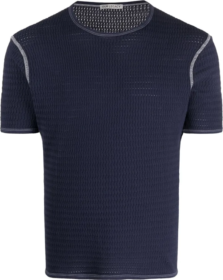 open-knit design T-shirt