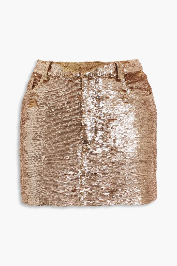 Obsospe sequined woven mini skirt