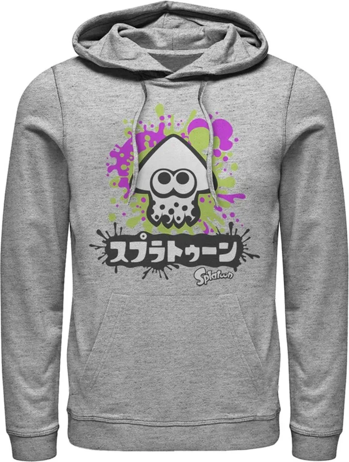 Men's Nintendo Splatoon Inkling Squid Pull Over Hoodie - Athletic Heather - 3X Large