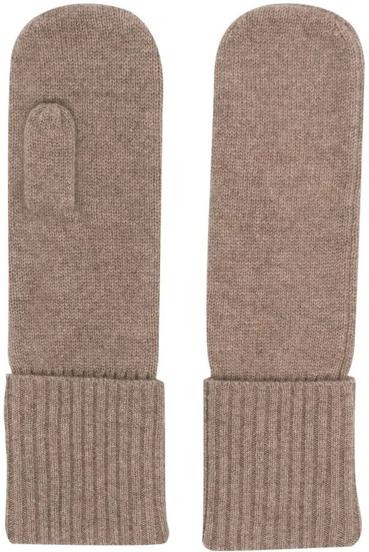 Recycled Cashmere Ribbed-Detail Mittens