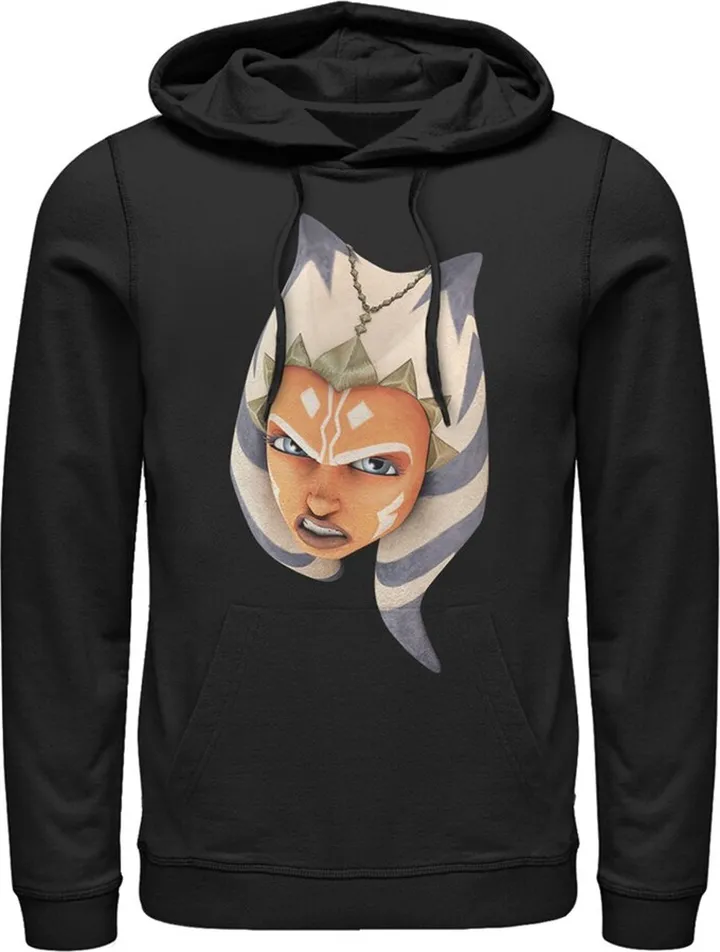 Men's Star Wars: The Clone Wars Ahsoka Big Face Pull Over Hoodie - Black - 3X Large