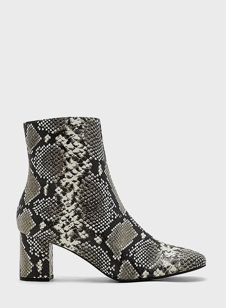 Neomy Snakeskin Print Ankle Boots