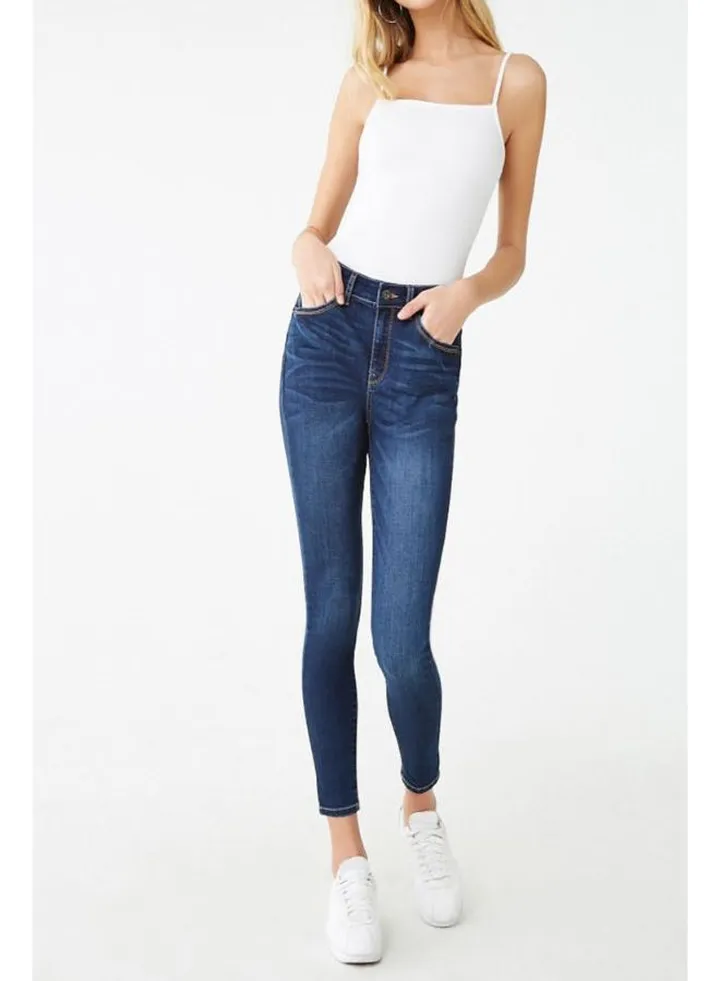 Skinny Long Jeans Dark Denim