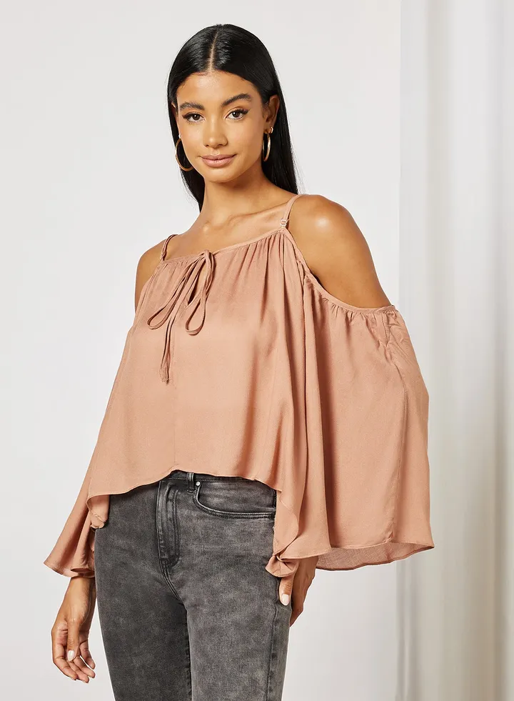 Peasant Neck Kaftan Top Blush