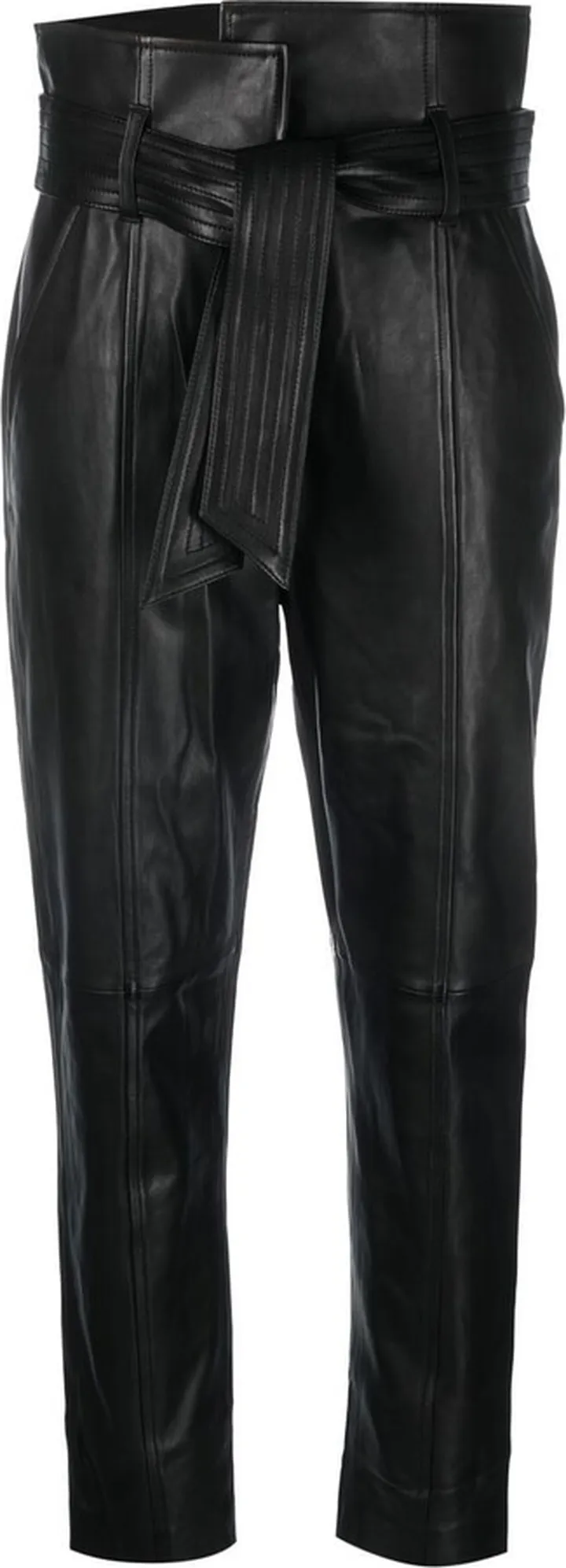Belted Faux Leather Trousers