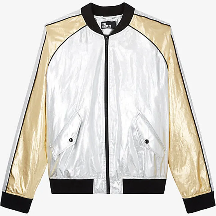 ens SLG01 Contrasting etallic-cotton Bomber Jacket