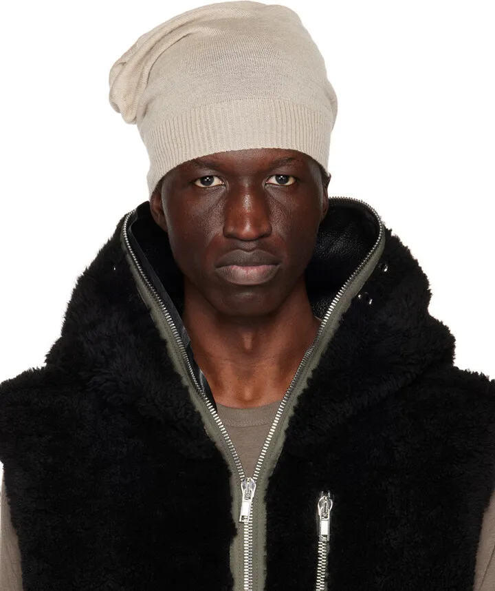 Rick Owens Beige Big Beanie