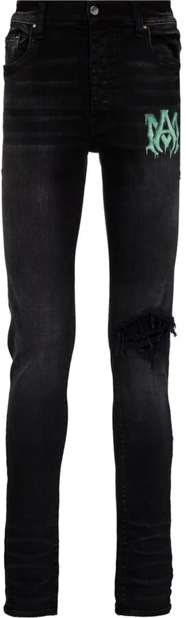 Watercolour logo-print skinny jeans