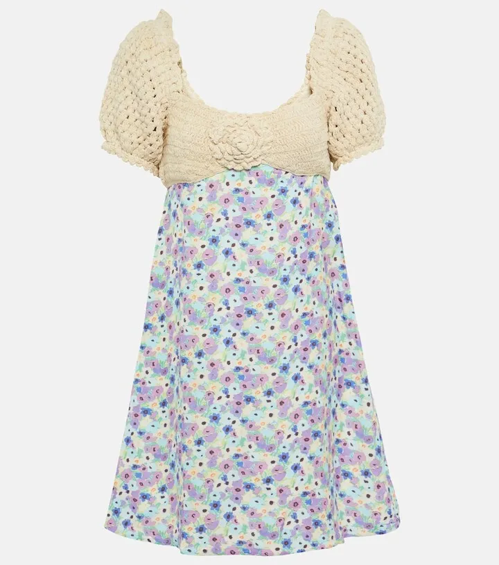Pearl crochet floral minidress