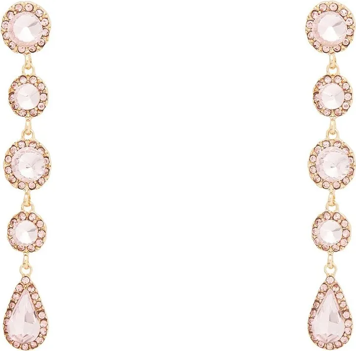 Rhinestone Drop Earrings Earrings Light Pink