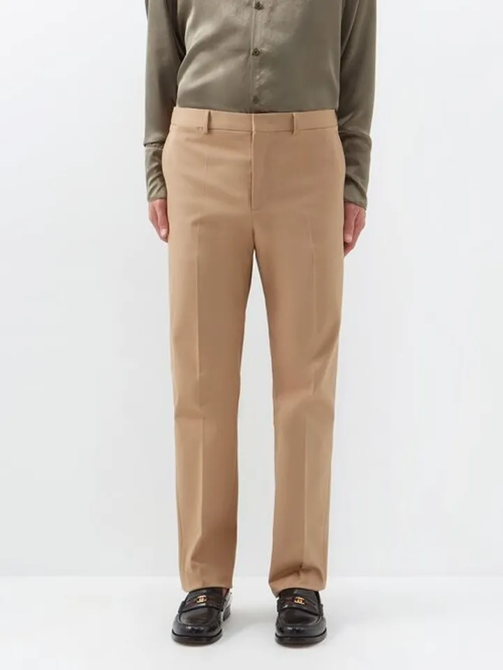 Stretch-cotton Twill Straight-leg Trousers