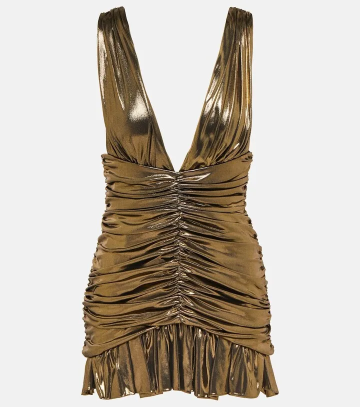 Ruched lame minidress