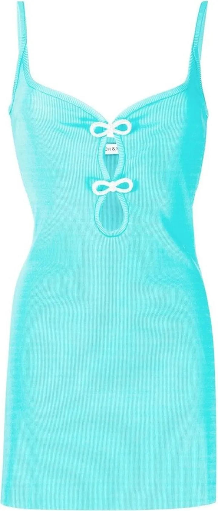 Crystal-Bow Cut-Out Mini Dress