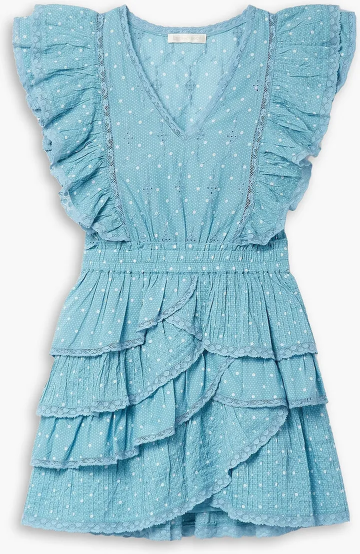 Corelli ruffled polka-dot cotton-voile mini dress