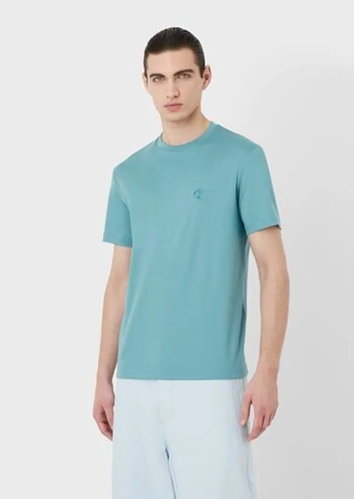 Cotton-interlock T-shirt with embroidered logo