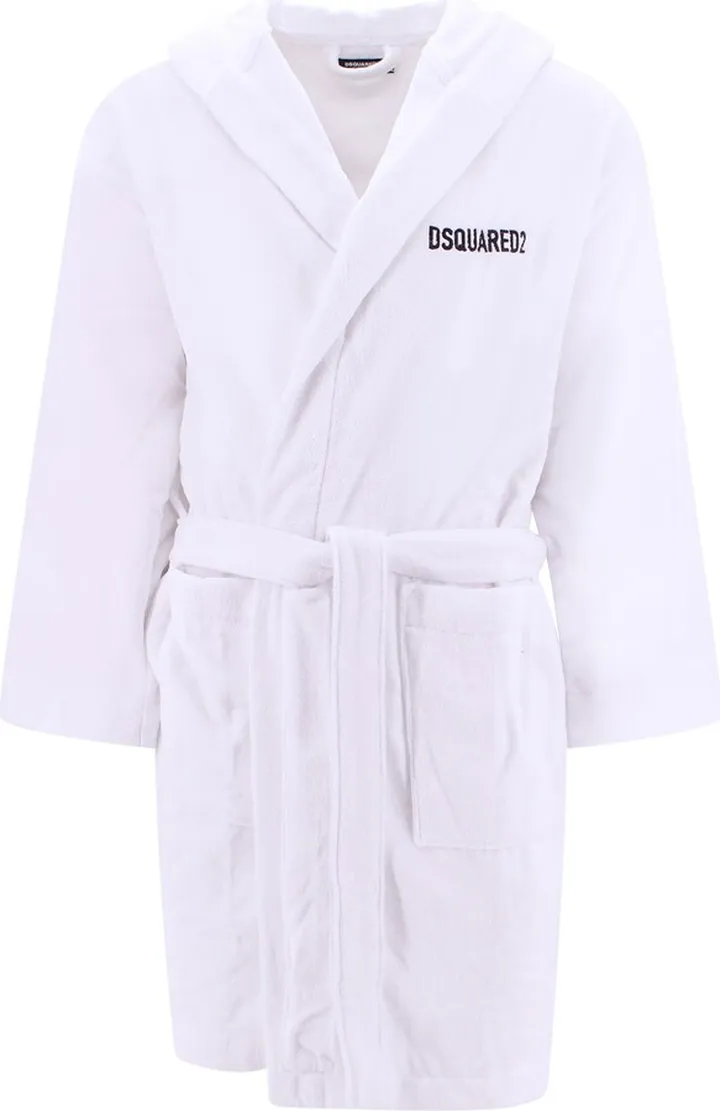 Cotton bathrobe with iconic embroidery on the back