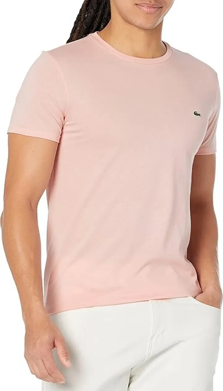 Lacoste Short Sleeve Pima Crew Neck Tee (Waterlily) Men's T Shirt