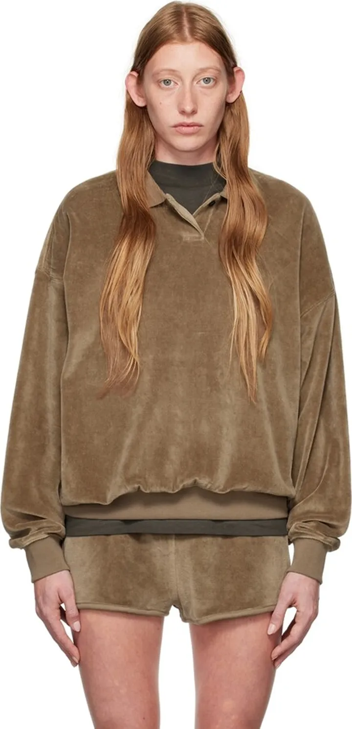Essentials Brown Long Sleeve Polo