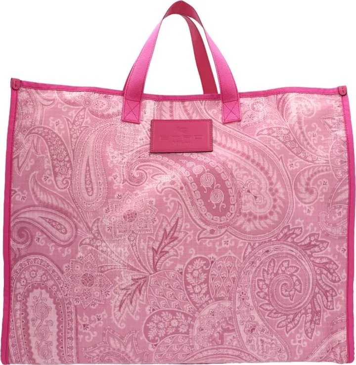 Etro Paisley Printed Logo Patch Tote Bag