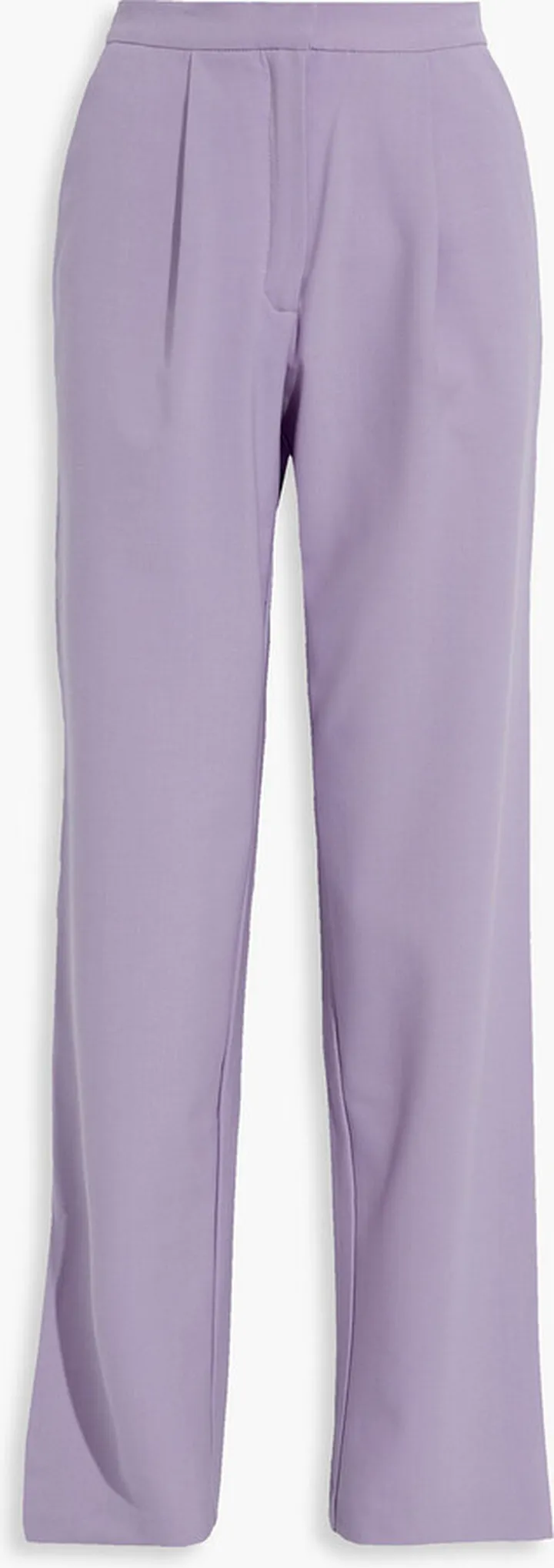 Pleated twill wide-leg pants