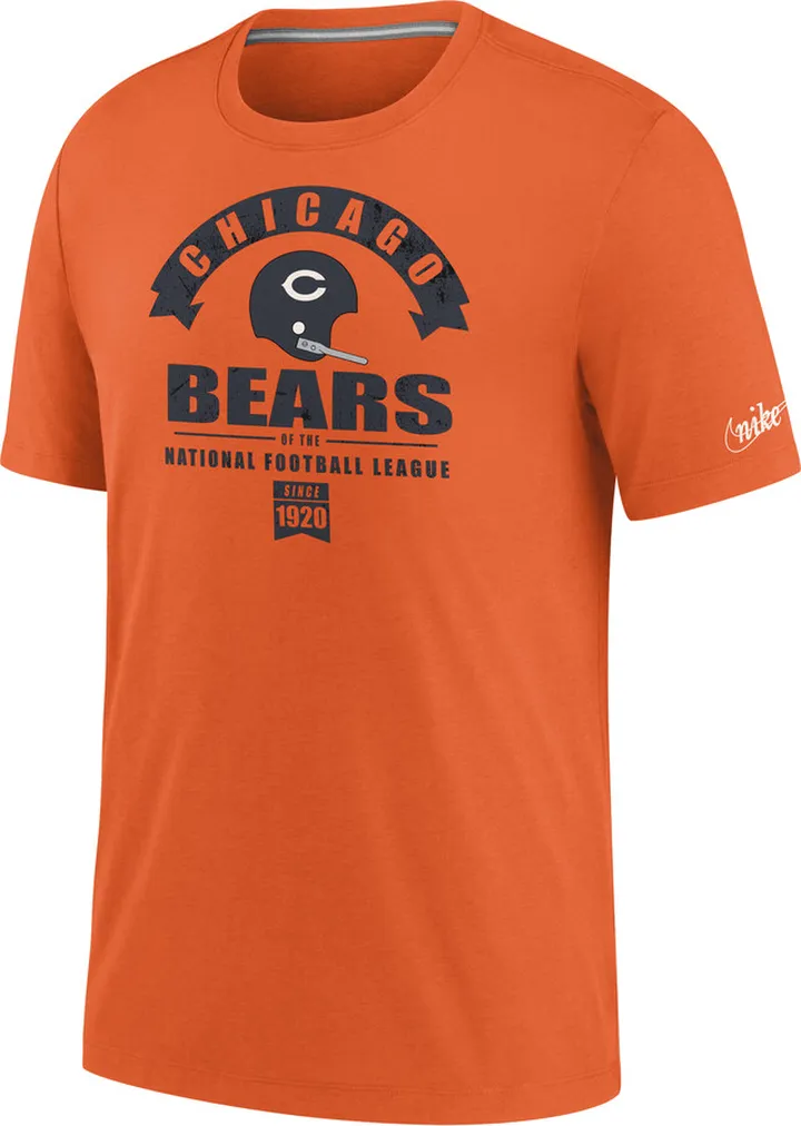 Nike Men's Historic (NFL Bears) Tri-Blend T-Shirt in Orange