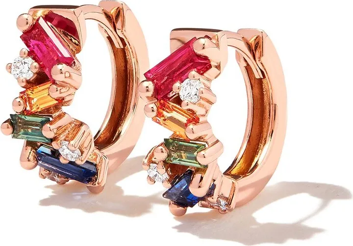 18kt Rose Gold Sapphire And Diamond Earrings