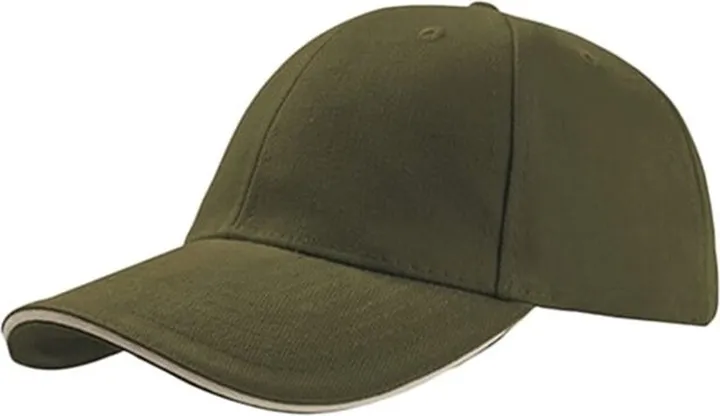 Atlantis Liberty Sandwich Heavy Brush Cotton 6 Panel Cap - Olive
