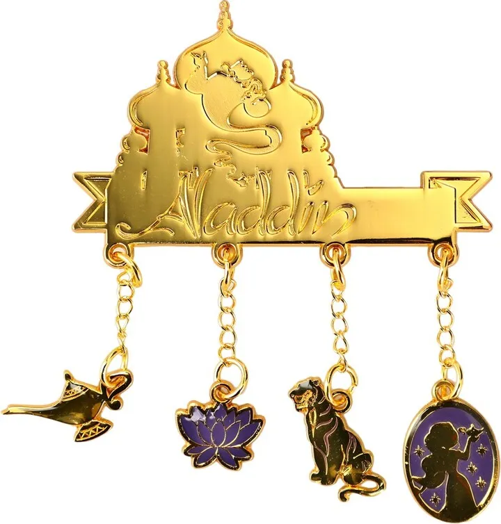 Aladdin Castle Charm Lapel Pin features a gild