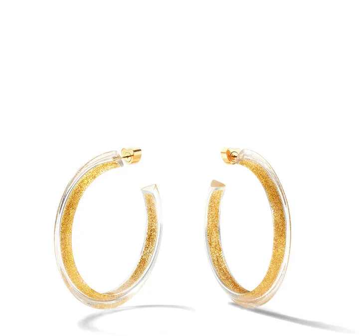 Gold Glitter Medium Jelly Hoop Earrings