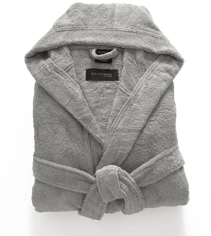 Turkish Terry Hood Bath Robe Steel - Cassadecor