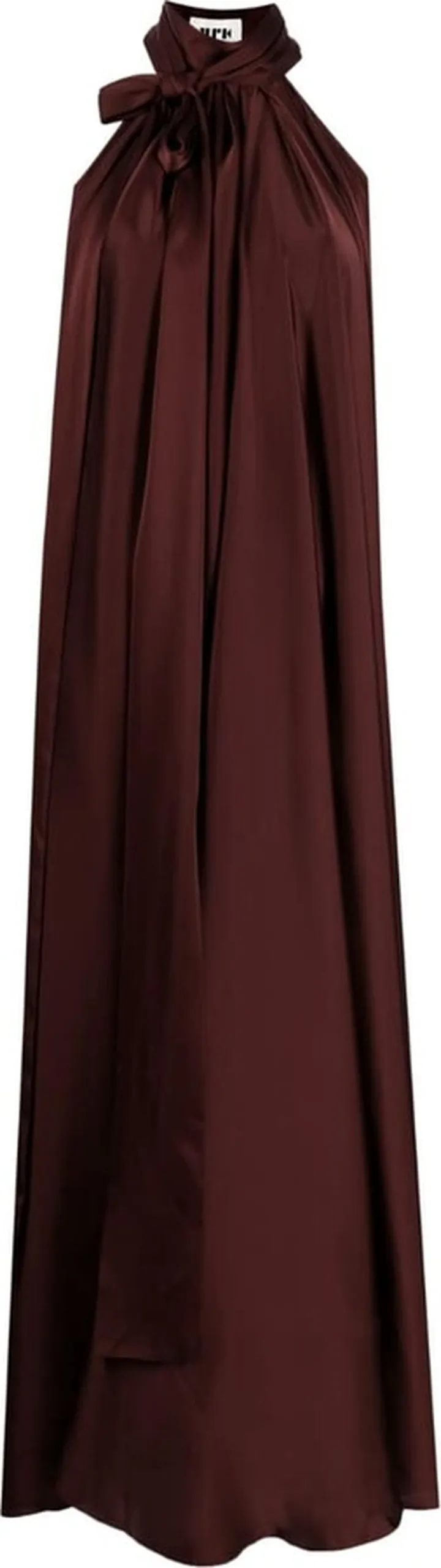 Tied-Neck Long Shift Dress