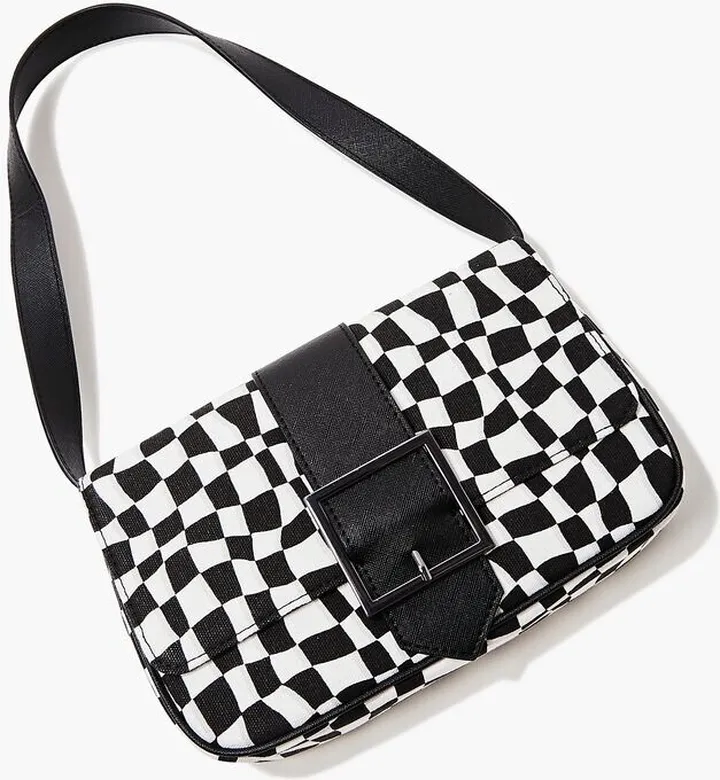 Wavy Checkered Shoulder Bag