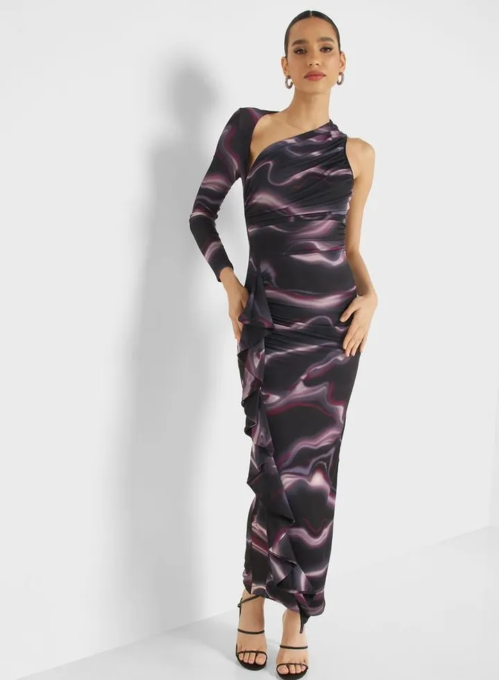 Asymmetric Printed Dress