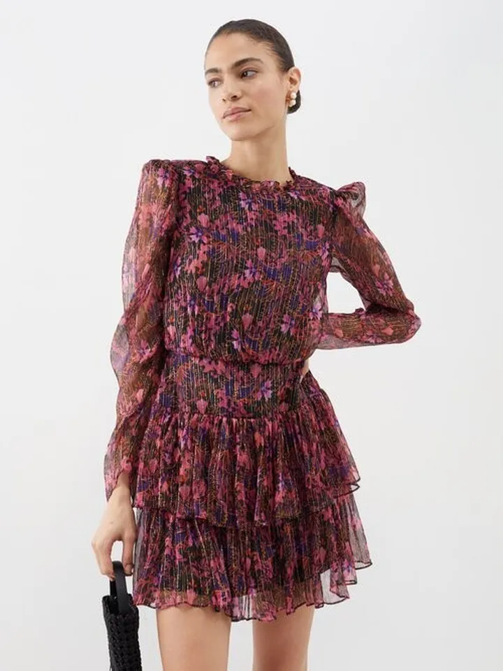 Ava-b Floral-print Silk-blend Chiffon Mini Dress