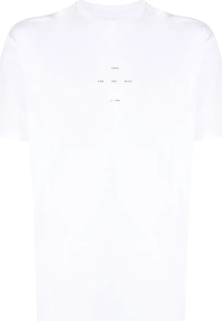 White Logo Print Cotton T-Shirt