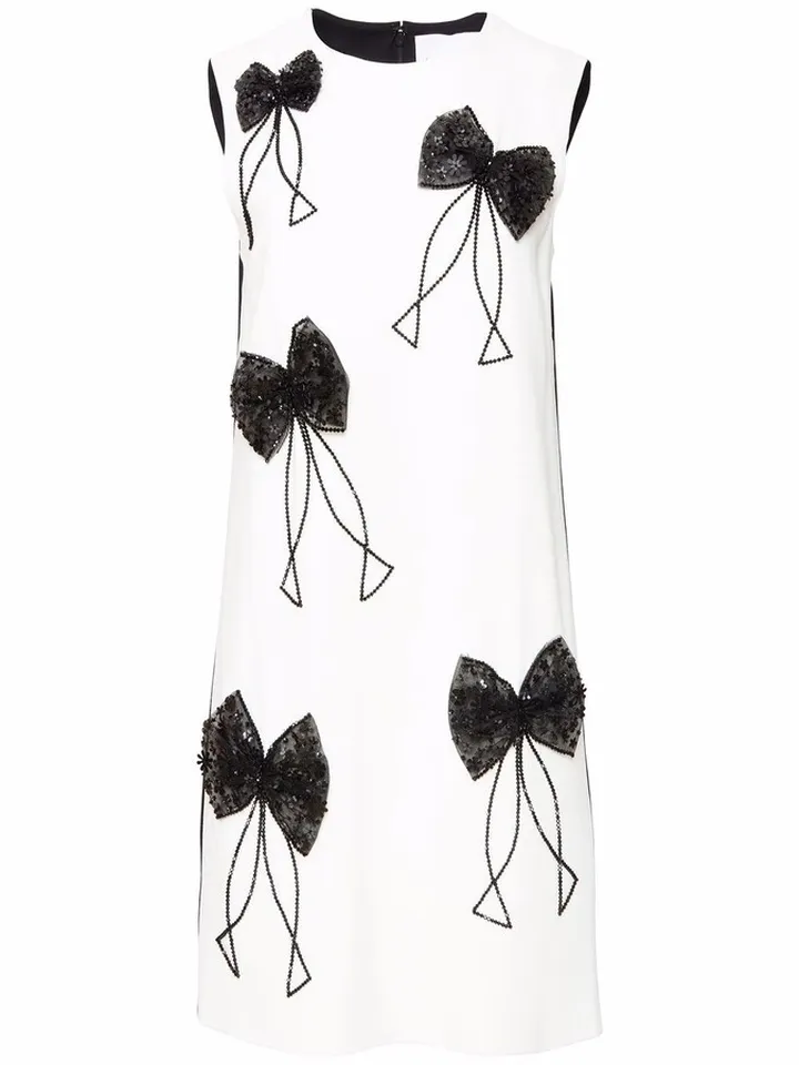 Bow-Embellished Shift Dress