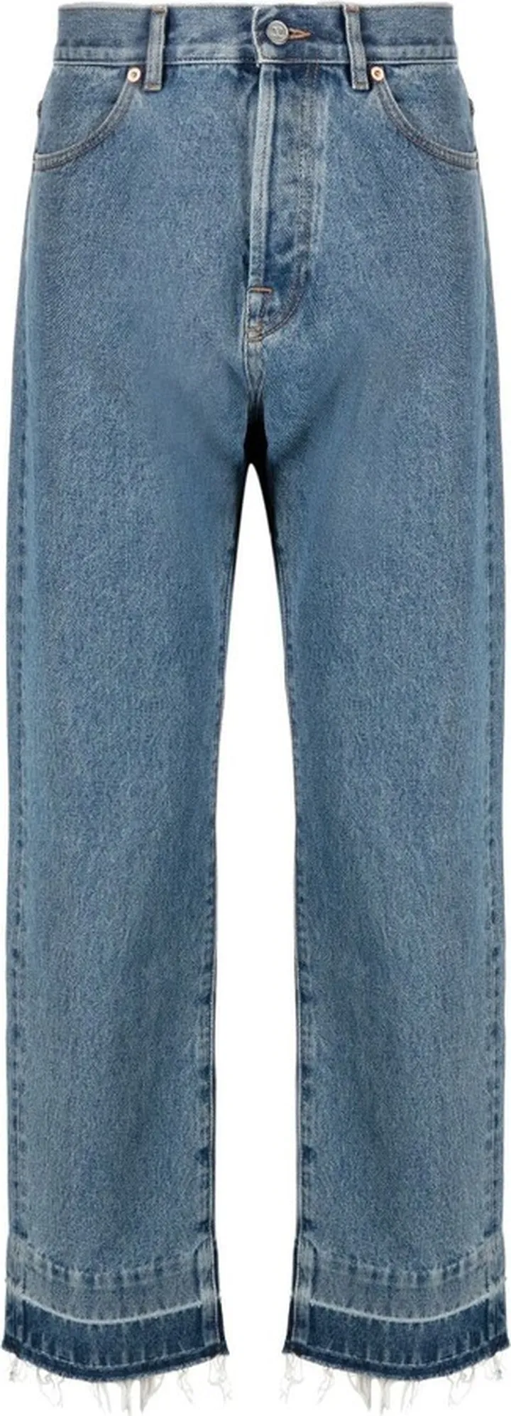 Blue Raw Hem Regular Fit Jeans