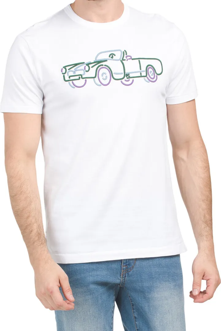 Embroidered Vintage Car T-shirt