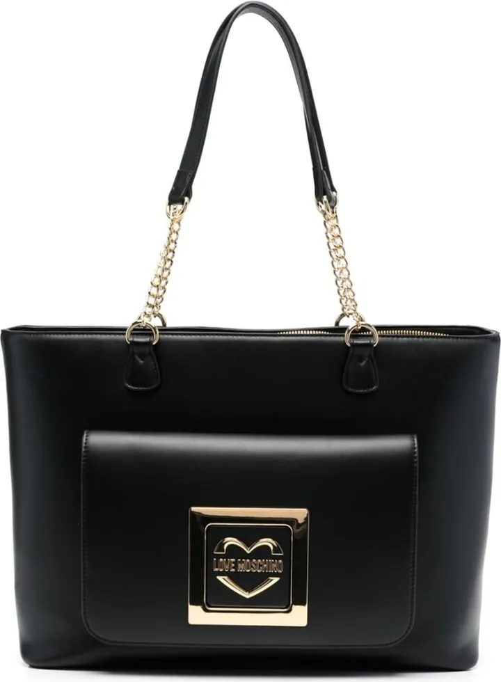 Logo-Plaque Leather Tote Bag