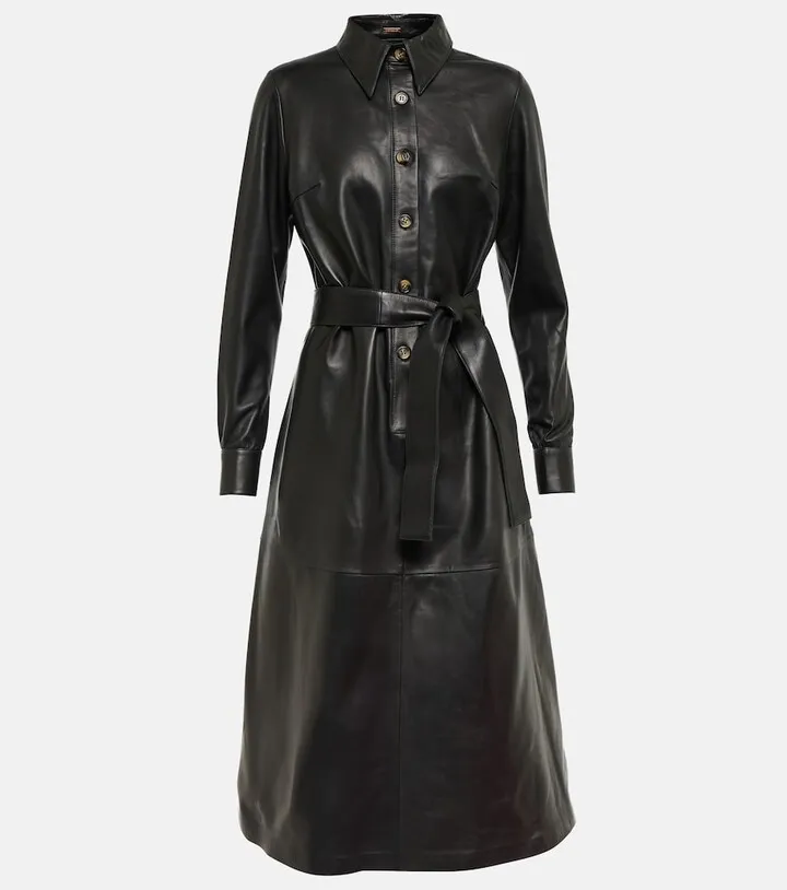 Martin leather shirt dress
