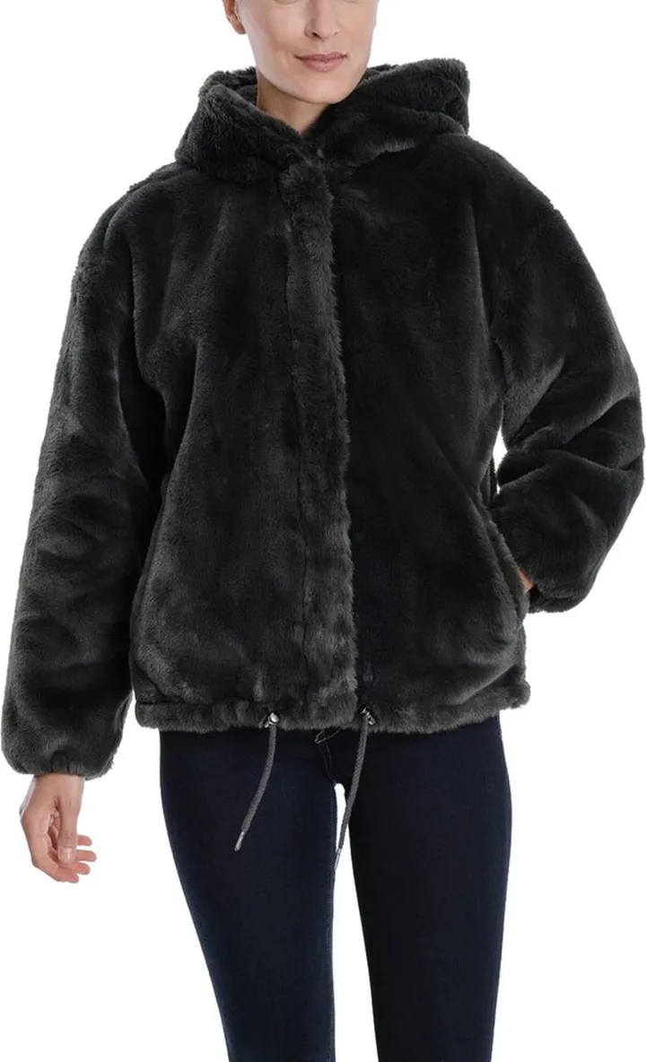 Womens Lightweight Cold Weather Faux Fur Coat