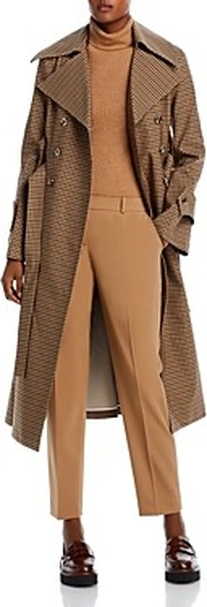 A.w.a.k.e. Mode Gingham Belted Trench Coat