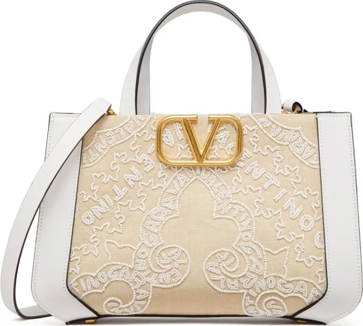 small VLogo Signature beaded tote bag