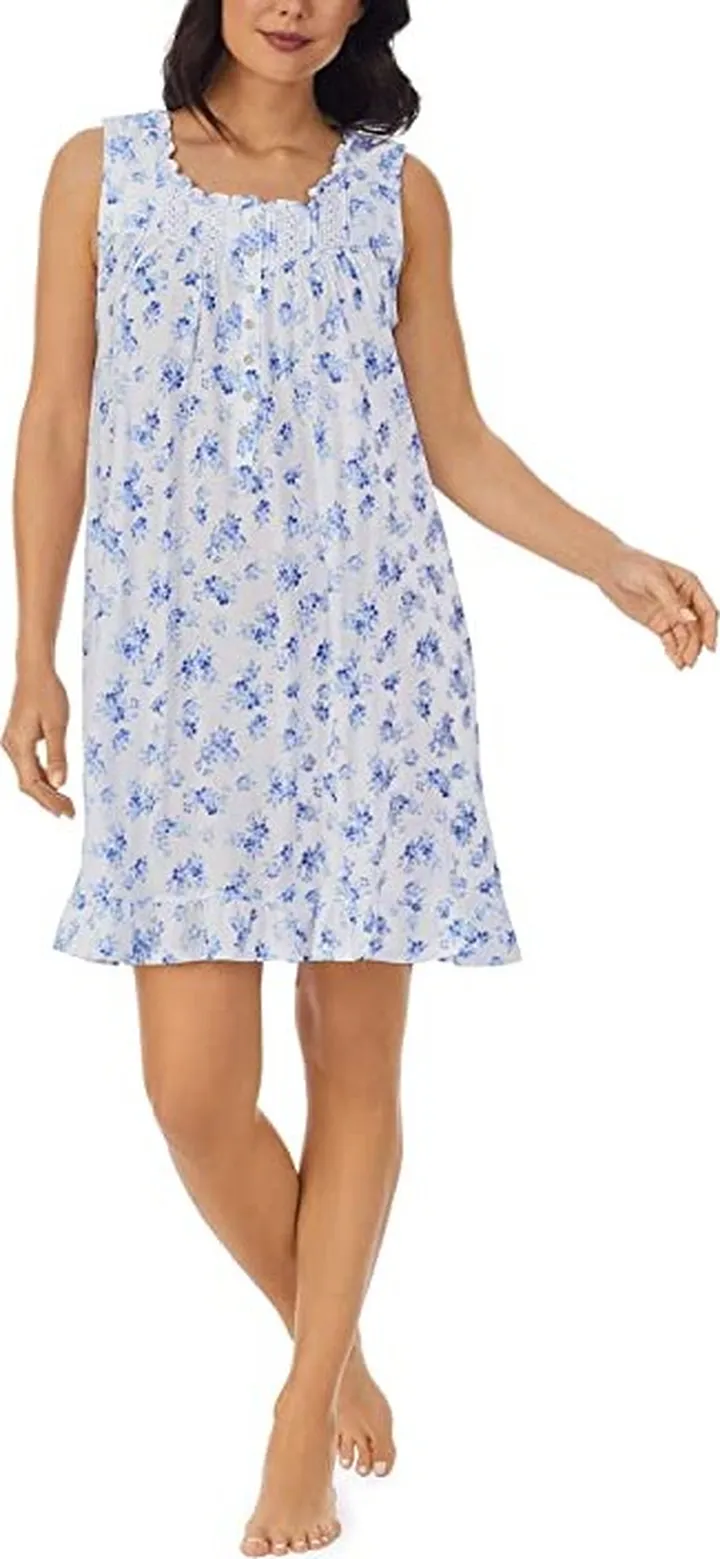 Eileen West 36 Short Sleeveless Nursing Nightgown (Blue Multi) Women's Pajama