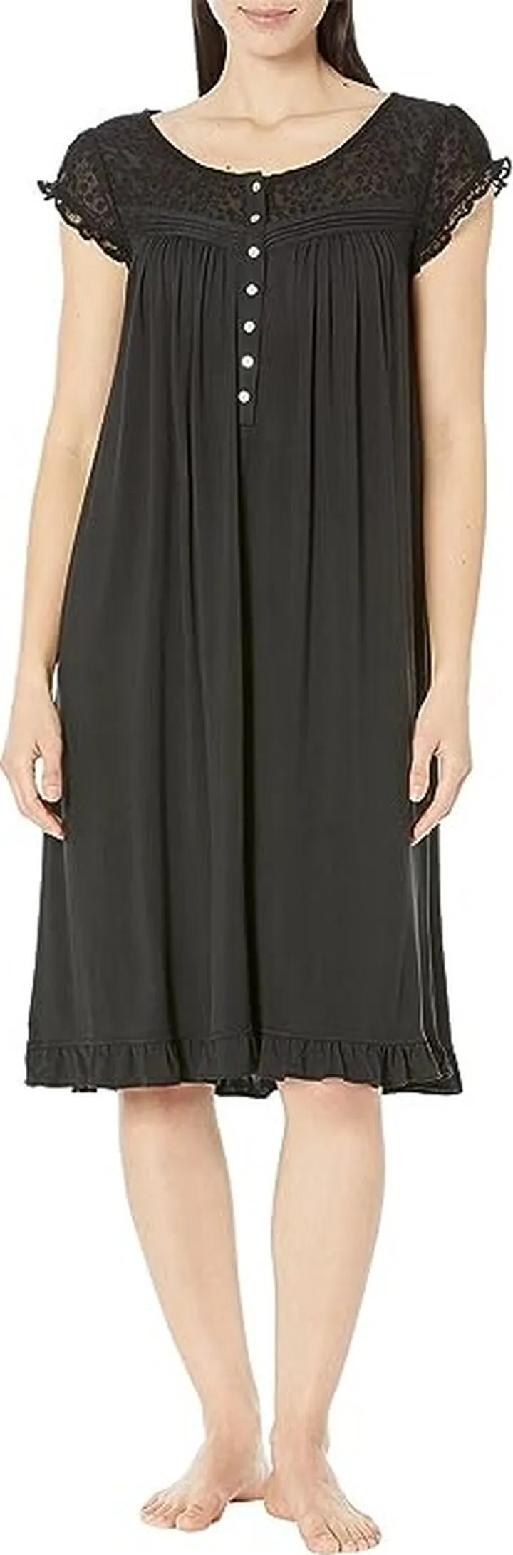 Eileen West Cap Sleeve Waltz Gown (Black) Women's Pajama