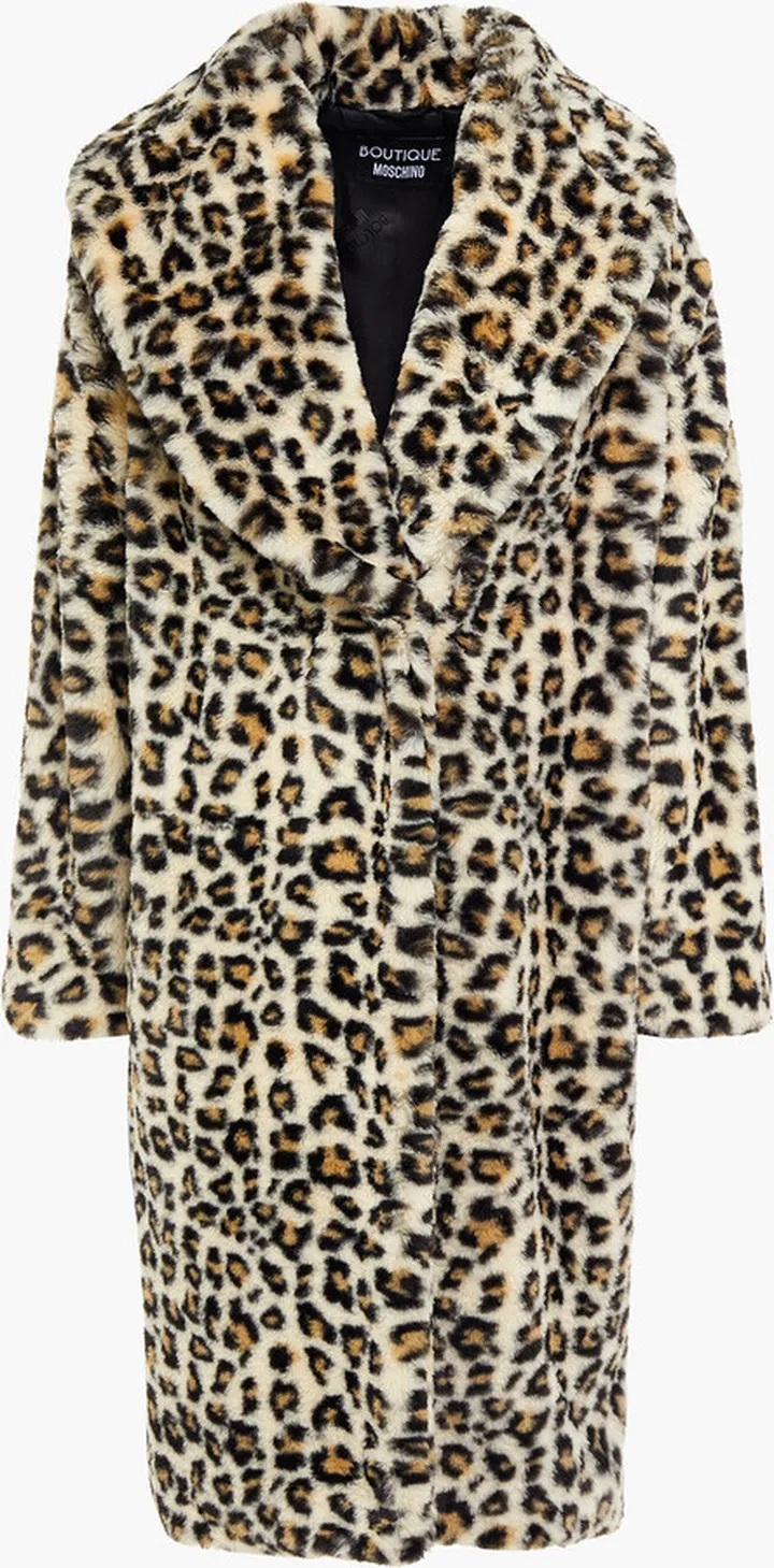Leopard-print faux fur coat